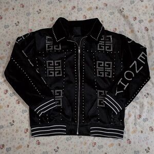 Givenchy Rhinestone Logo Velvet Jacket